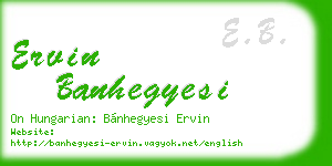 ervin banhegyesi business card